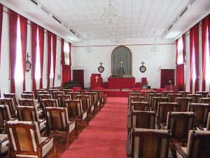 The internal appearance of Victory Chapel, where late President Chiang Kai-shek and First Lady Soong May-ling attended religious services on Sundays when they resided in the Shilin Official Residence. (Photo by Psyche Cho, Taiwan News)